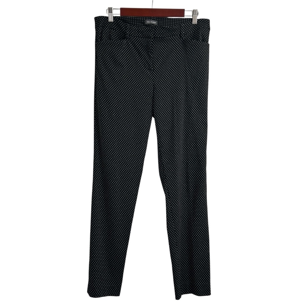 Van Heusen Dress Pants, Polka Dot Black and White Stretch Trousers, Size 10